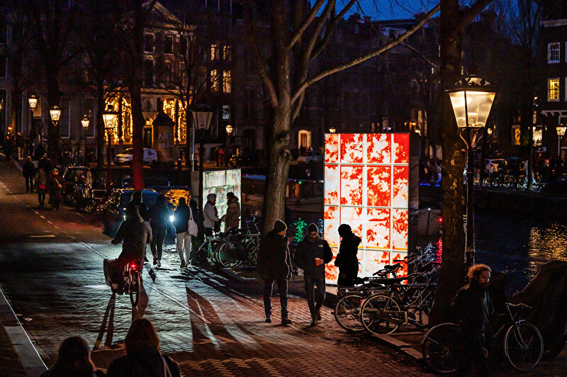 Lichtbakken Amsterdam Lightfestival geprint door Visual Impact